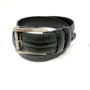 Remo Tulliani Genuine Leather Belt Silver Buckle Black Size 32